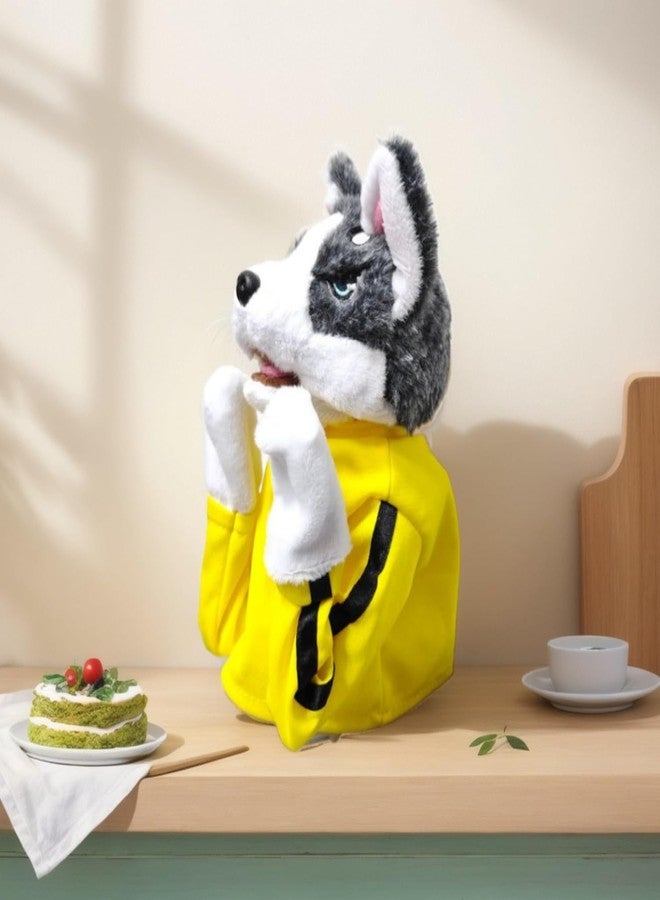 Bitnex دمية كلب هاسكي بقفازات لعبة كونغ فو من Bitnex، ألعاب قطيفة للأطفال، دمية كلب يدوية جديدة لعام 2024، لعبة جرو كونغ فو حركية، دمية ملاكمة يدوية تفاعلية هدية (كلب) - Image 5